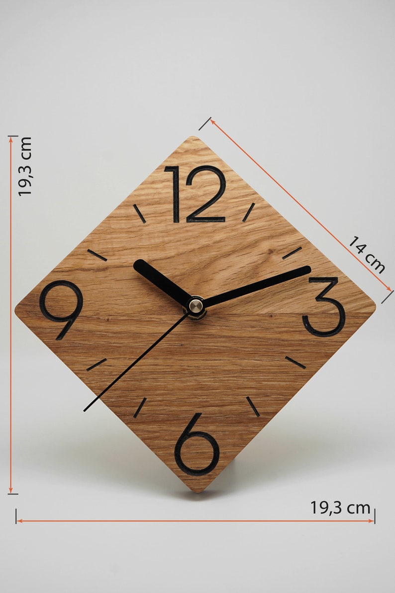 Reloj de pared de roble, moderno, minimalista, único, 15 cm, idea de regalo, mobiliario para el hogar, decoración imagen 6