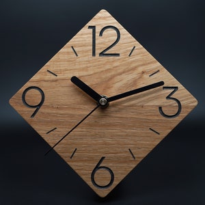 Reloj de pared de roble, moderno, minimalista, único, 15 cm, idea de regalo, mobiliario para el hogar, decoración Kurz