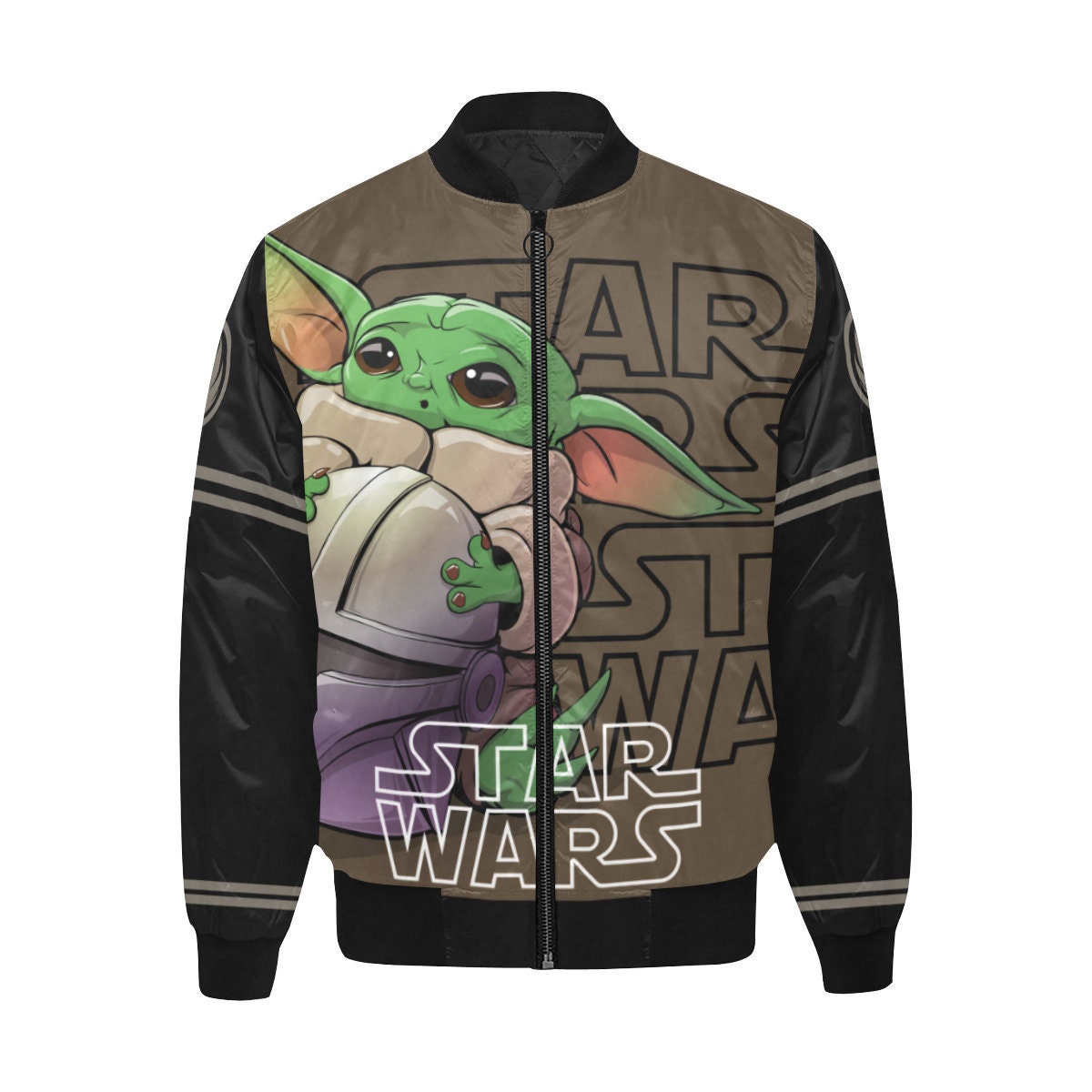 Baby Yoda Cartoon Bomber Jacket The Mandalorian Mens Womens Etsy