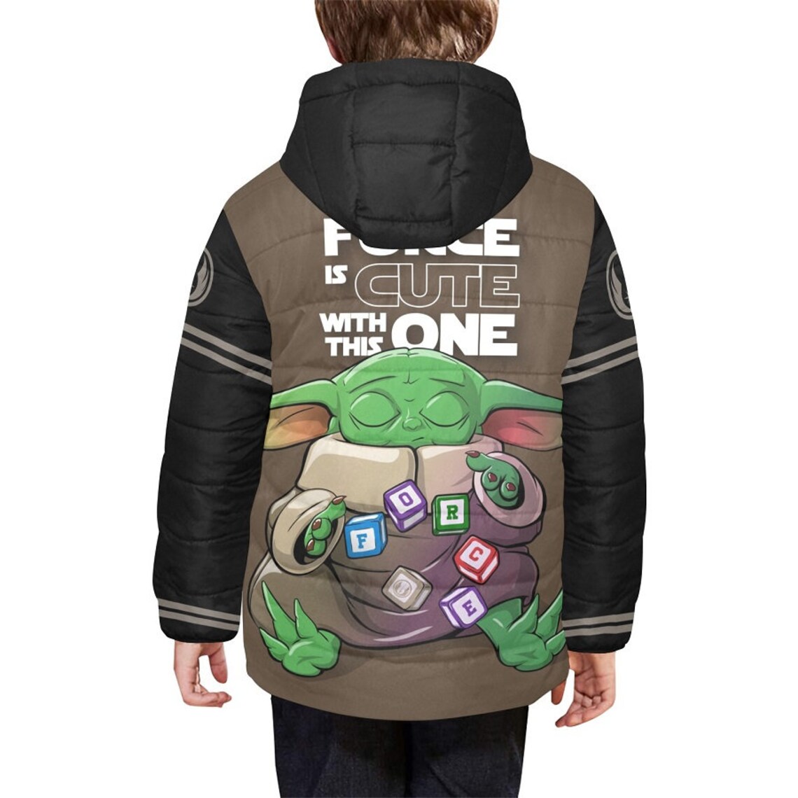 Baby Yoda Cartoon Grogu Kids Puffer Padded Hooded Jacket The Etsy