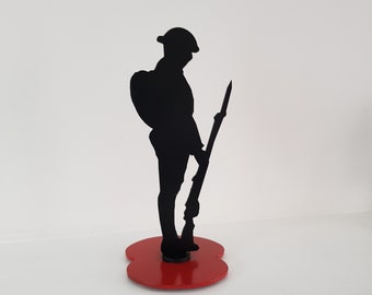 Metal Red Poppy Tommy Soldier Silhouette Desk or Garden Ornament British Legion  Charity