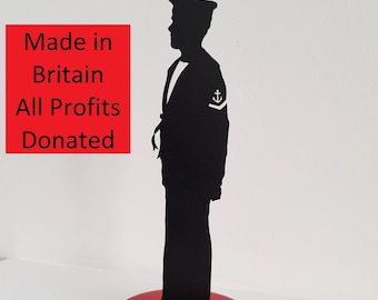 Metal British Navy Sailor Silhouette Desk/Garden Ornament Poppy Appeal