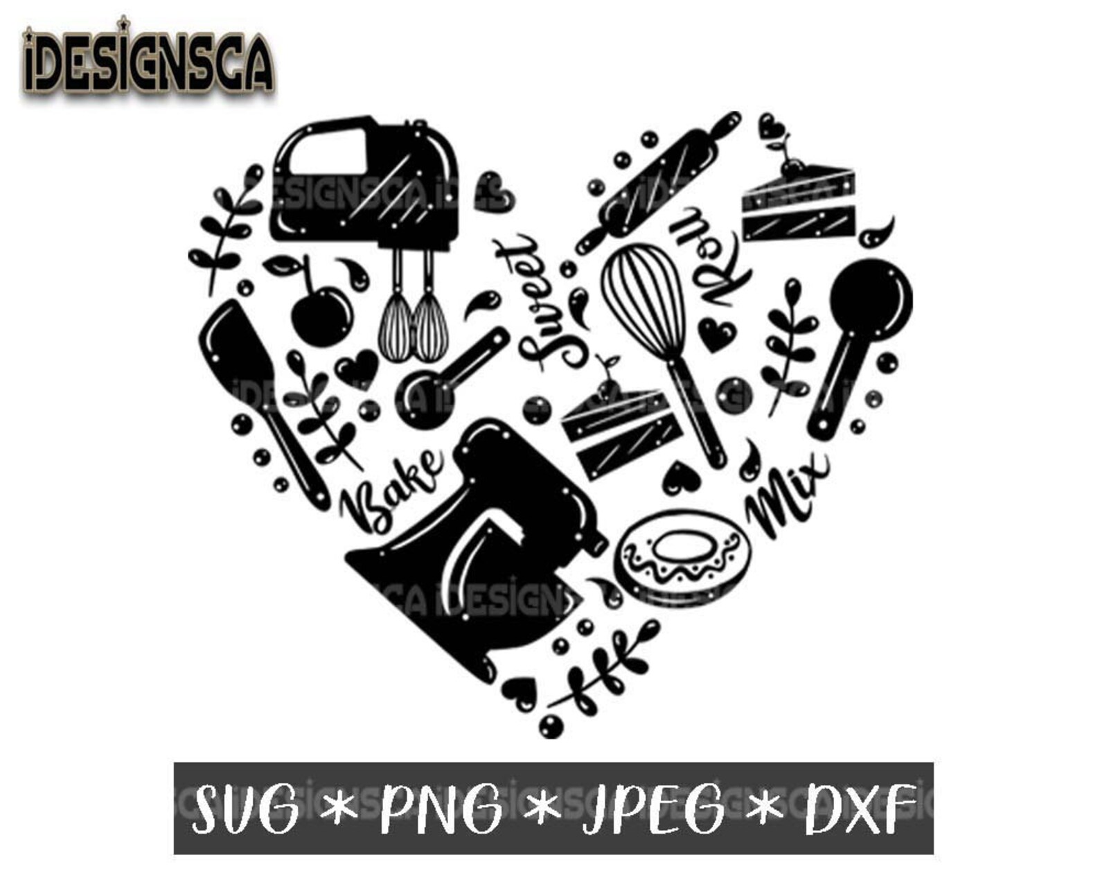 Bake heart SVG baking Svg rolling pin SVG PNG Dxf cricut | Etsy