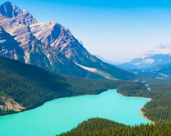 Peyto Lake in Banff National Park Canadian Rockies - Metal Metallic Canvas Photo Print