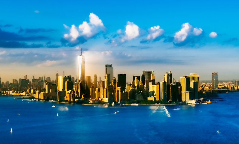 Manhattan New York Cityscape Skyline Metallic Metal Canvas Print Photo image 1