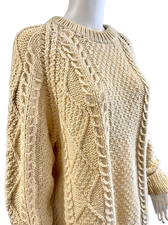 Vintage Irish Fisherman Cable-knit Pure Wool Sweater … - Gem