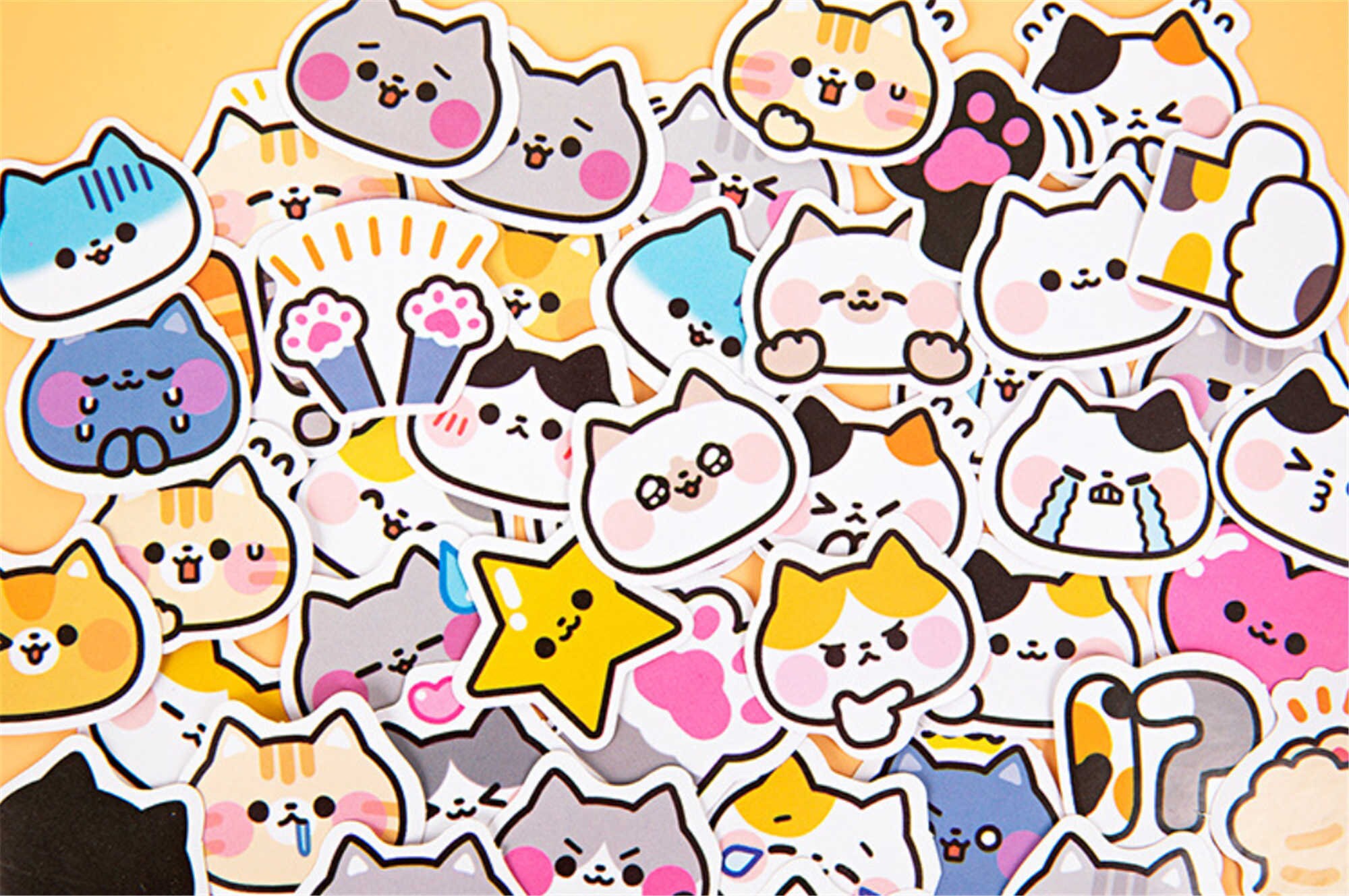 45 PCS Meow Meow Battle Sticker Cat Head Sticker Cute | Etsy