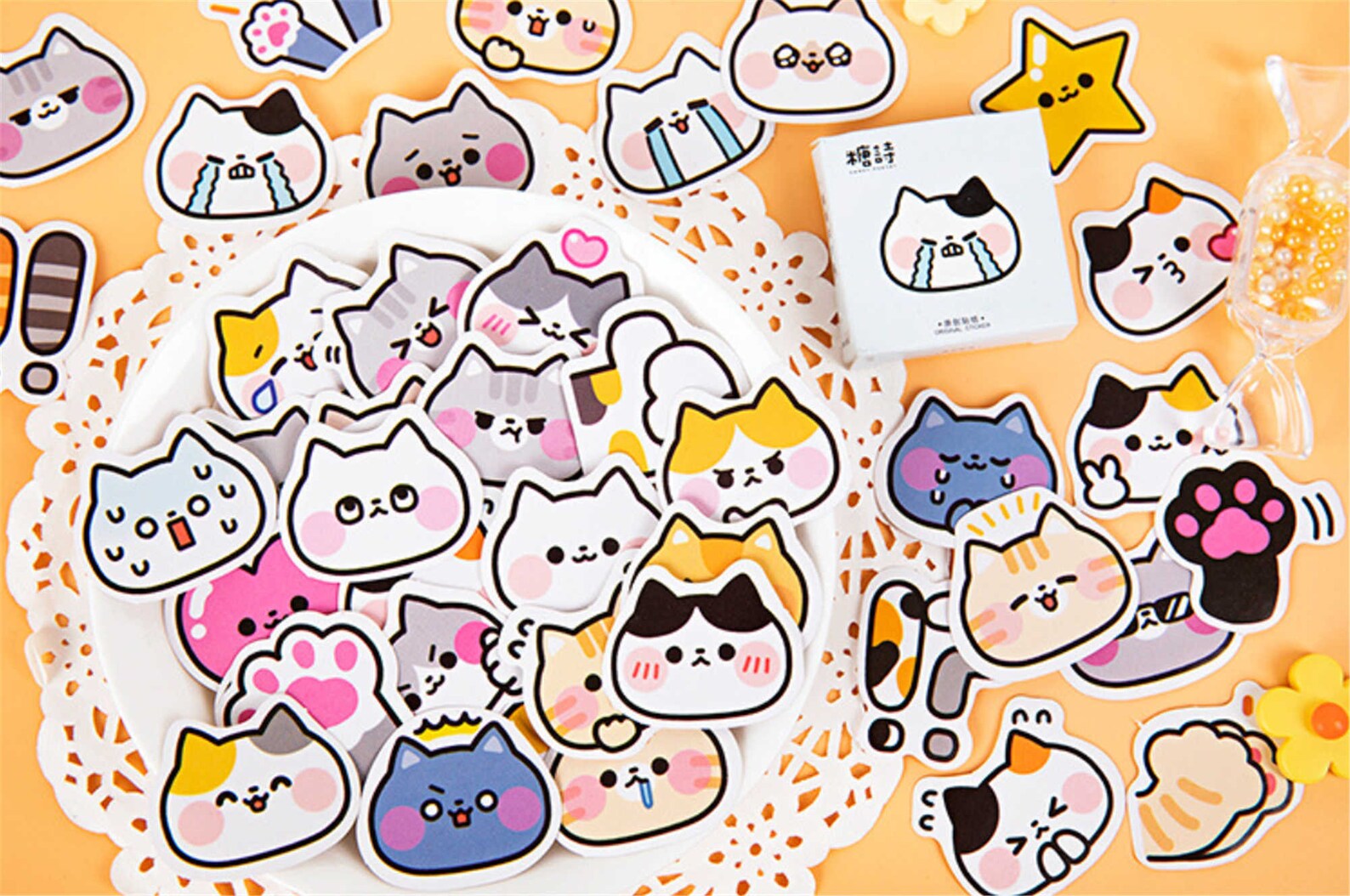 45 PCS Meow Meow Battle Sticker Cat Head Sticker Cute | Etsy