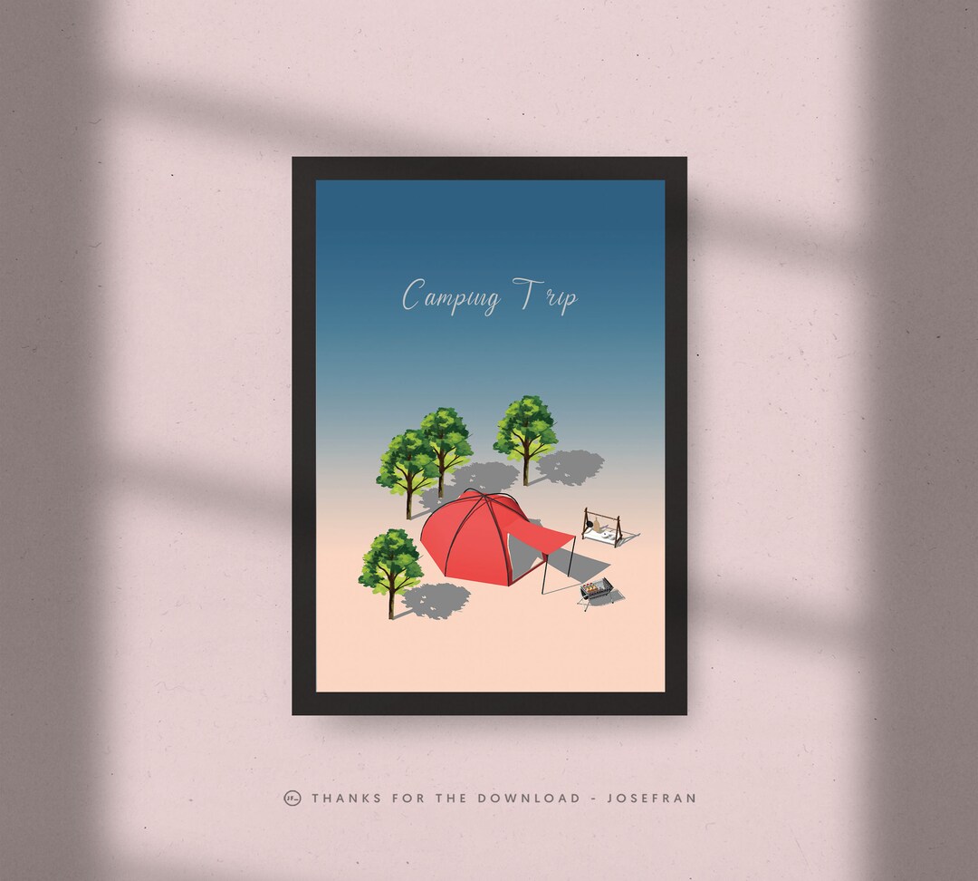 Printable Camping Wall Art, Camping Art, Nursery Camp Print, Kids Room