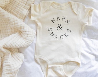 Naps & Snacks Bodysuit / Baby Onesie / Baby Boy Clothes / Baby Girl Clothes / Baby Clothes / Unisex / Minimalist Baby Apparel / Baby Gift