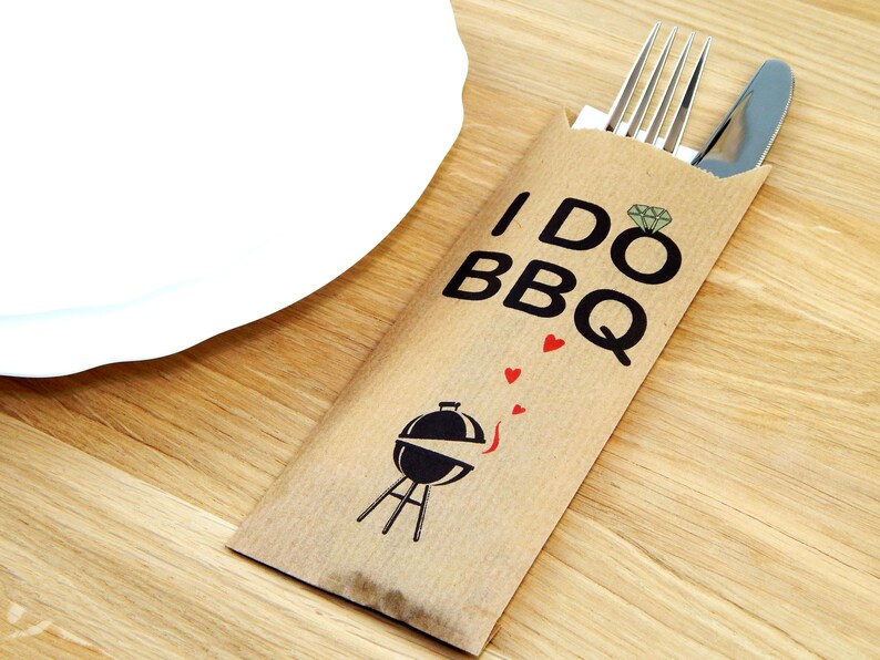 I DO BBQ Kraft Paper Silverware Bags Utensil Holders For Etsy