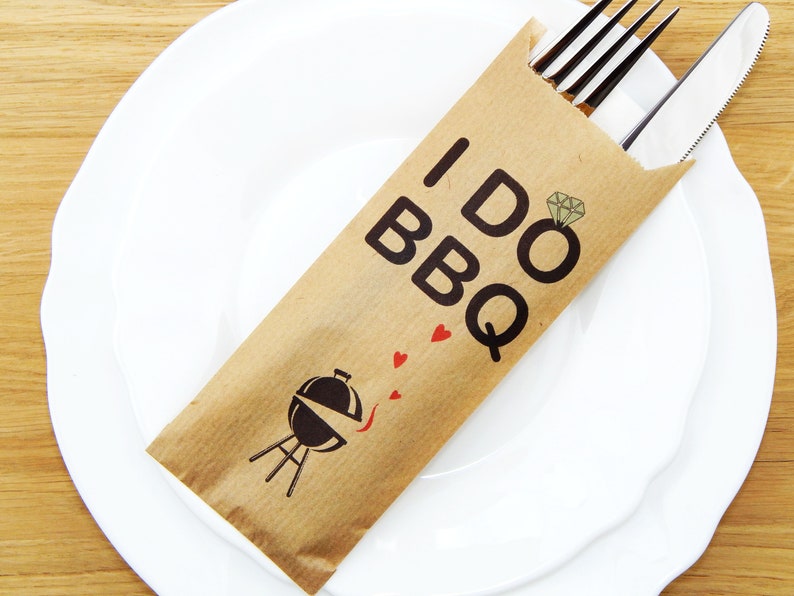 I DO BBQ Kraft Paper Silverware Bags Utensil Holders For Etsy