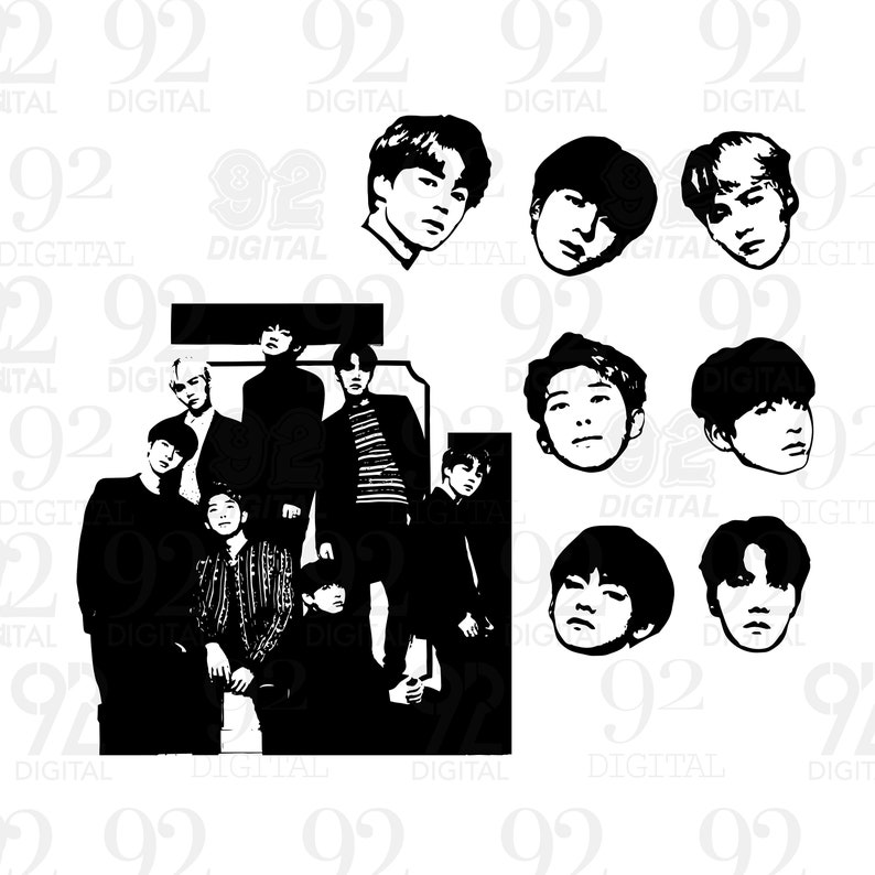 BTS Bangtan Boys Vector Art Package png jpg svg dwg dxf