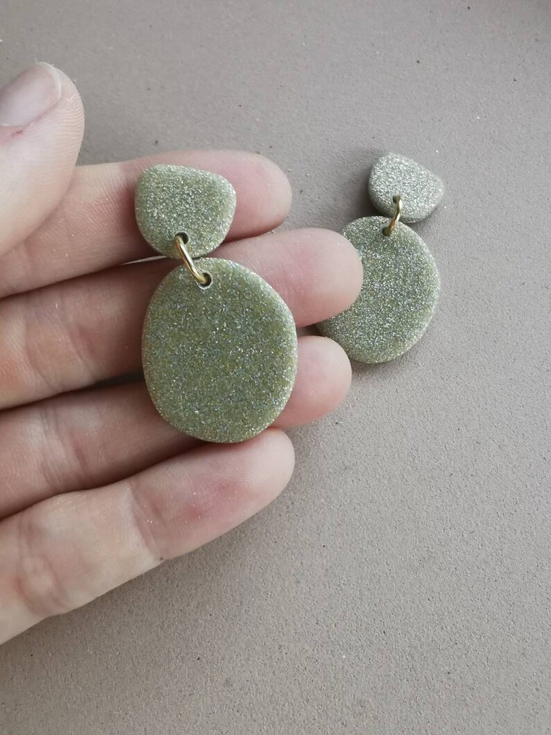 PEBBLE Earrings in Faux Gold Handmade Polymer Clay Jewellery Gold Plated
