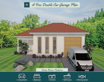 One Bedroom with RV Garage House Plan, Modern House Plan, Small House Plan, Tiny House Plans, House Plan, Blueprints, Digital Download, PDF