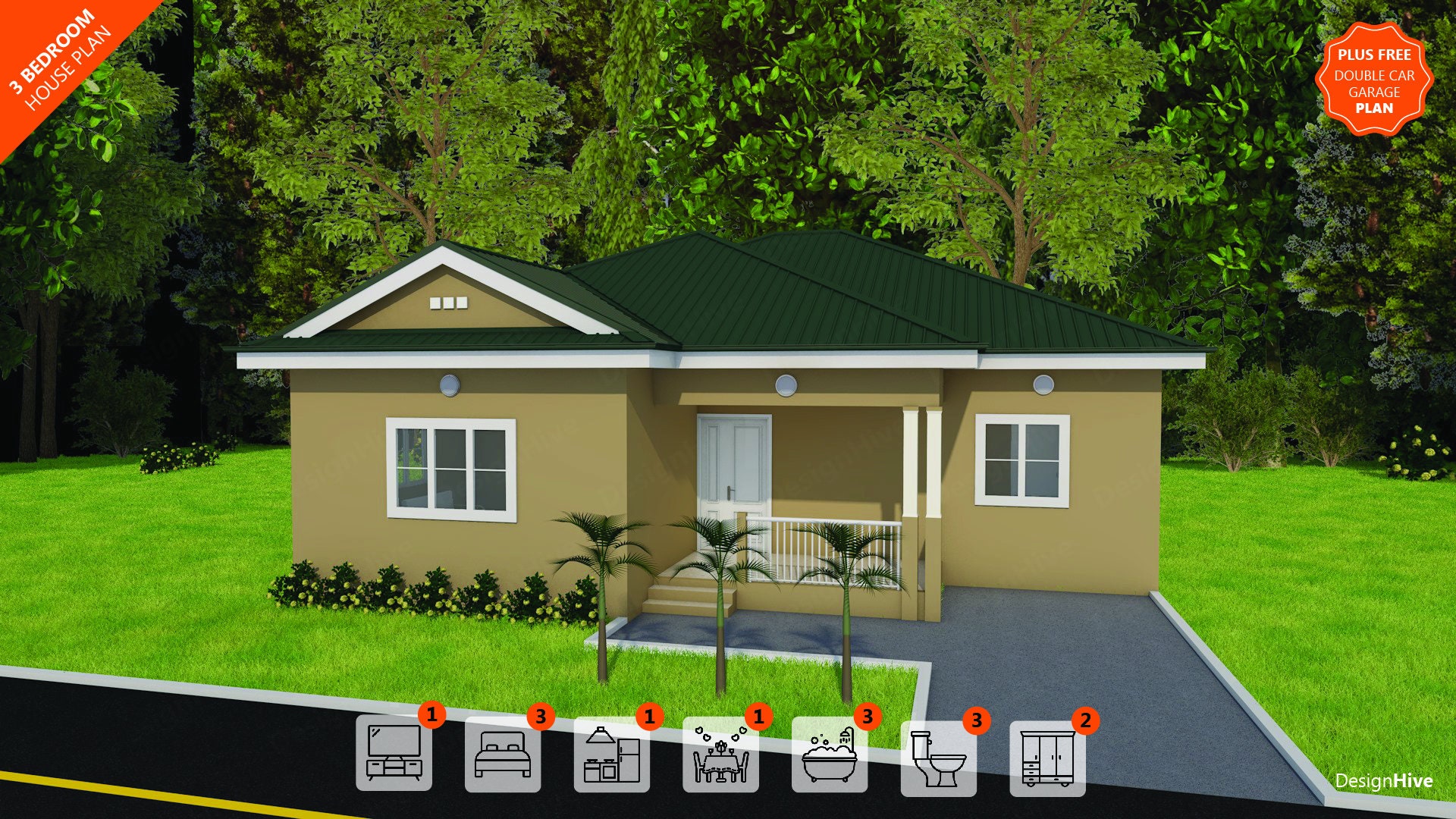 Modern House Plan House Plans Three Bedroom House Plan Building Plans 