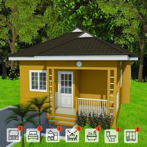 Tiny House Design Plan (1 Bedroom & 1 Loft Bedroom) | Modern Cabin House Plans | Cottage Floor Plans | Basic Floor Plan | Digital Download