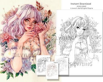 Monthly Flower November Birth flower Chrysanthemum , flower colouring page coloring pages lineart digital stamp