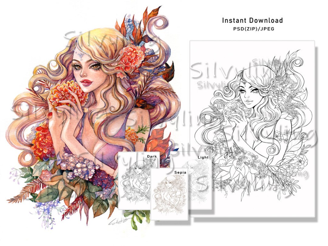 Monthly Flower October Birth Flower Marigold Colouring Page Coloring ...