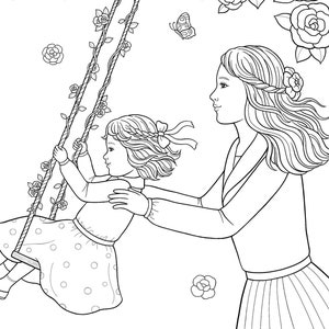 Kämmen Haar Mama und Tochter Ausmalbild Ausmalseite | Etsy ...
