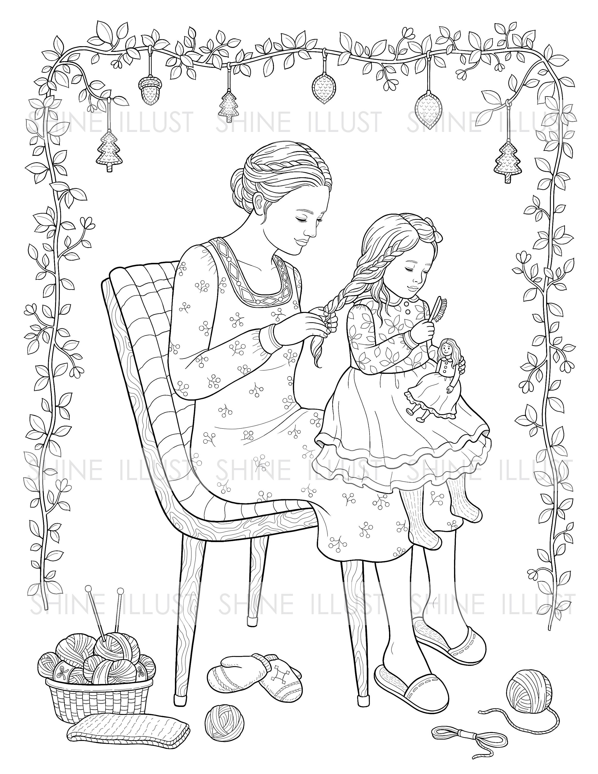 Mother And Daughter Coloring Pages