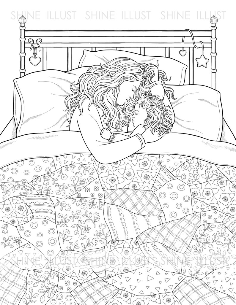 Buenas noches Mamá Dormida y Bebé Dibujo para Colorear Hoja - Etsy México Buenas noches Mamá Dormida y Bebé Dibujo para Colorear Hoja - Etsy México