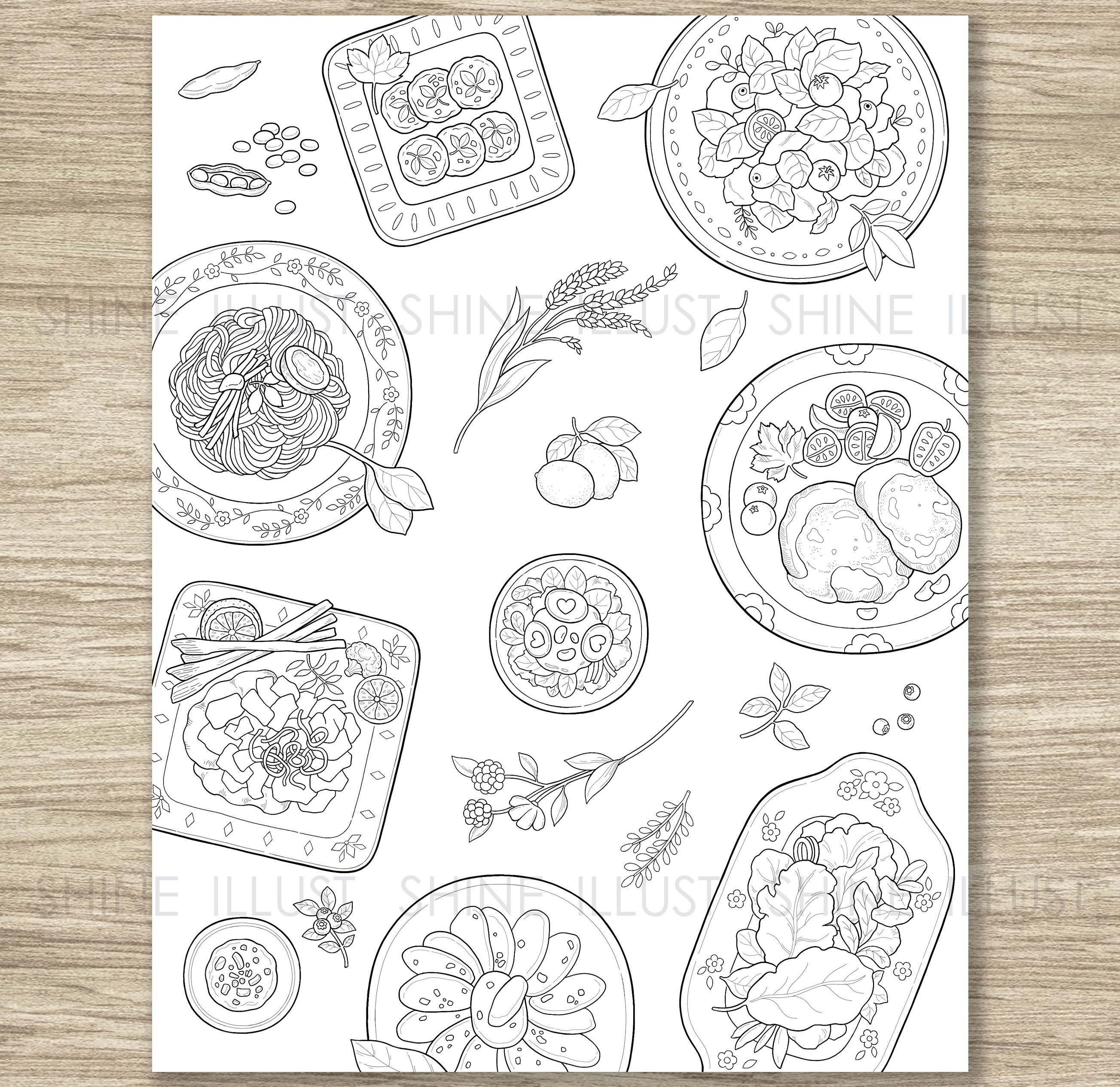 printable coloring page food coloring pages coloring sheet etsy