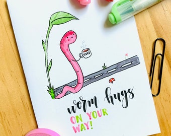 warm hugs - a thinking of you pun card