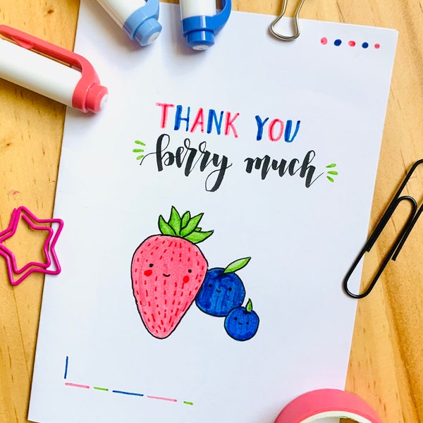 thank you berry much - a thank you pun card (with envelope!)