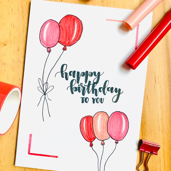 red balloon birthday card (with envelope!)