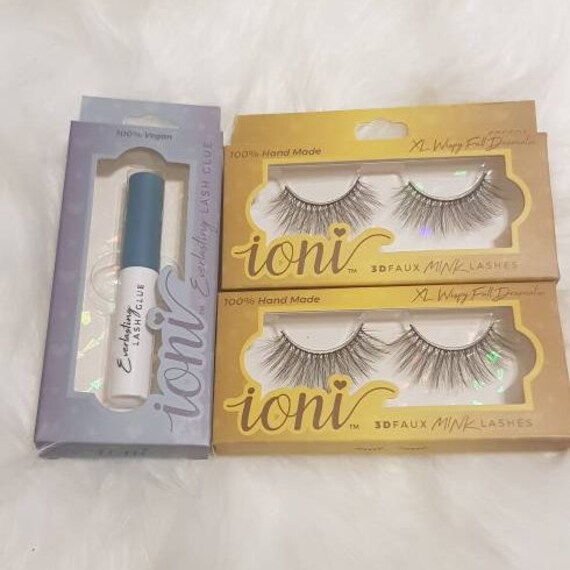 1 Glue and 2 Ioni 3D Extra Large Faux Mink Lashes Classy Etsy