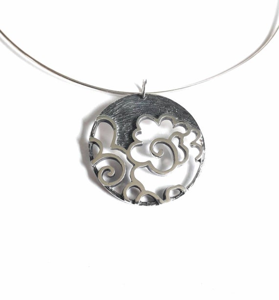 Statement Necklace, Cloud Pendant, Silver Cloud, Inspirational