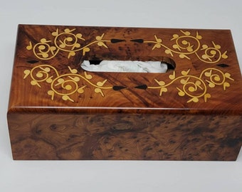 California Tissue Wood Box Handmade Inlaid cedar  Burl .great gif for <<THANKSGIVING>>.