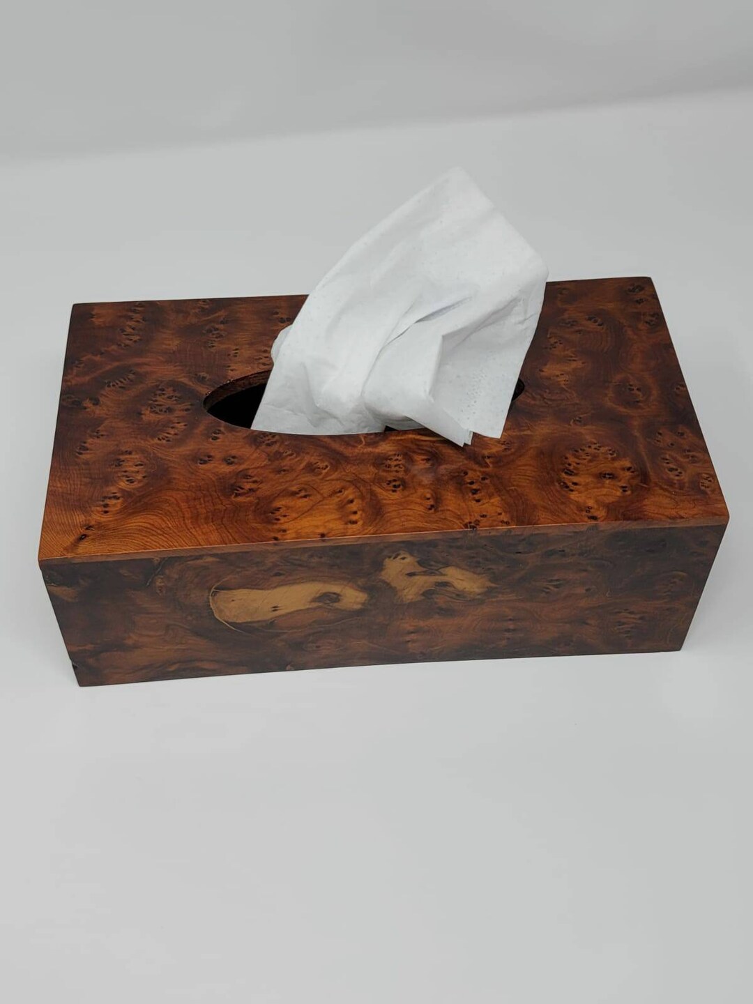 California Tissue Wood Box Handmade Inlaid Cedar Burl .great Gift ** - Etsy