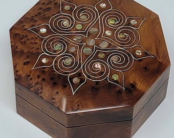 Cedar Wood Box Handmade Inlaid ,Burl Jewelry Coin Box Decorative. Great gift FOR<< THANKSGIVING>><< CHRISTMAS>>