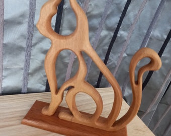 Statue De Chat Bois Etsy