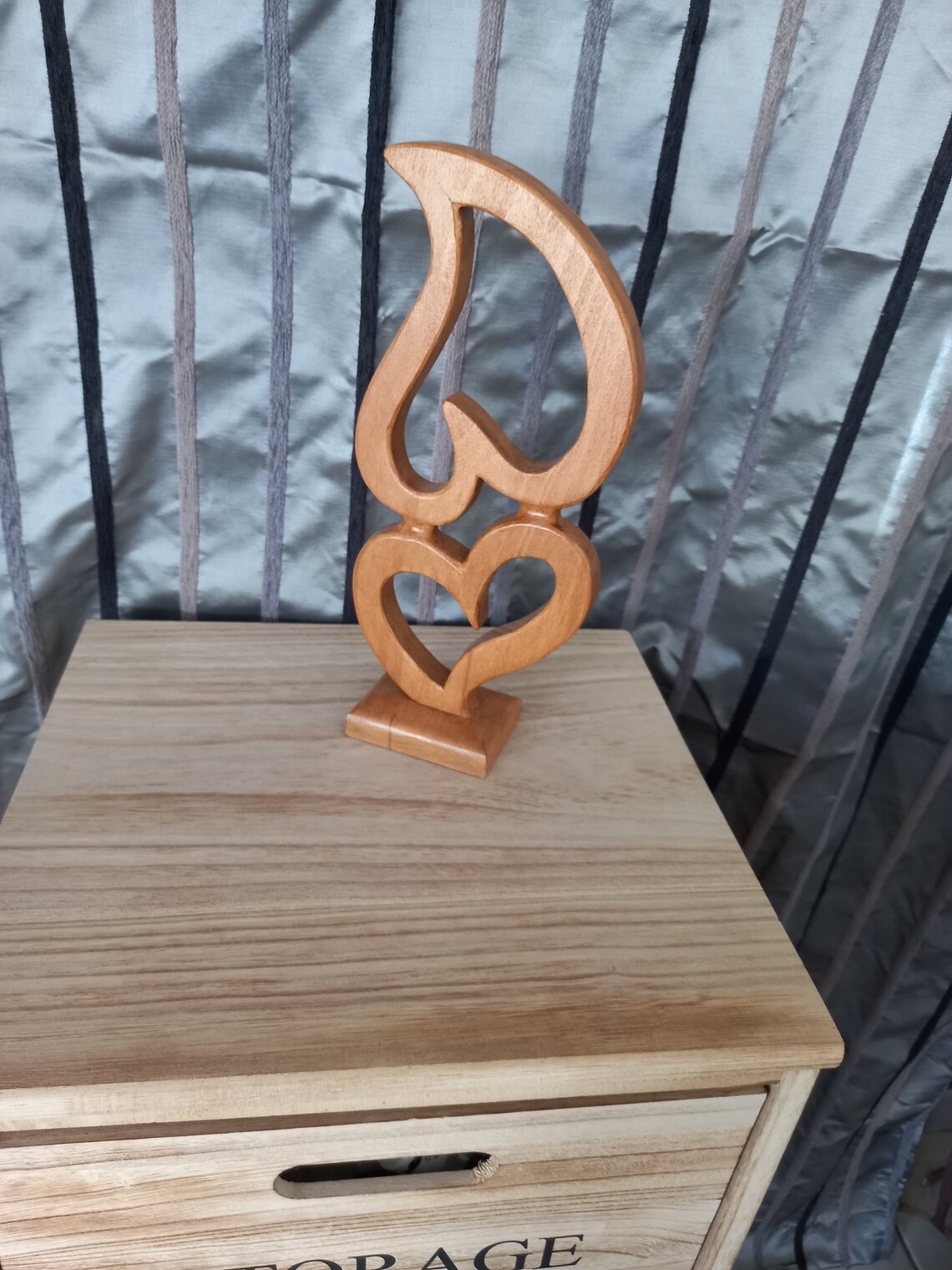 Statue/sculpture coeur en bois fait mains | Etsy