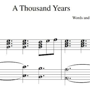 Tausend Jahre Christina Perri Digitale Noten Download & Druck Mittelstufe Fortgeschritten Klavier Vokal Großdruck Notenblatt
