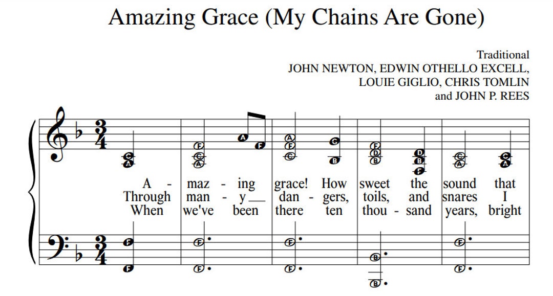 Amazing Grace My Chains Are Gone Chris Tomlin Digital Sheet Music ...