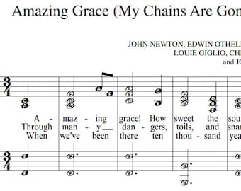 Amazing Grace My Chains Are Gone Chris Tomlin Sheet Music Download & Print Intermediate Advanced Piano Vocal Large Print Praise Sheet Music