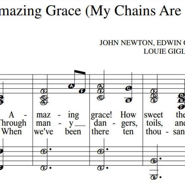 Amazing Grace My Chains Are Gone Chris Tomlin Sheet Music Download & Print Intermediate Advanced Piano Vocal Large Print Praise Sheet Music