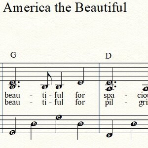 America the Beautiful DIGITAL Sheet Music Download & Print EZPLAY  Piano/Vocal/Guitar Intermediate Level Piano
