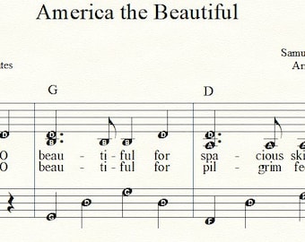 America the Beautiful Sheet Music Download & Print EZPLAY  Piano/Vocal/Guitar Intermediate Level Piano