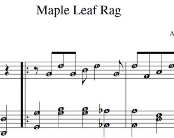 Maple Leaf Rag Digital Sheet Music Download & Print Intermediate-Advanced Piano Solo Scott Joplin EZ play Today Large Print Notes Big Notes