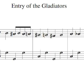 Entry of the Gladiators Julius Fucik Circus Song Circus Music Carousel Song Piano Solo Digital Download EZ Play Today Big Note Large Print