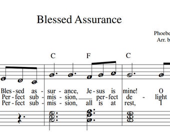 Blessed Assurance Jesus is Mine - Hymn Level 2B Easy Piano Big Note EZ Play Today Large Print Digital Download Print & Play! =)