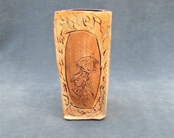 Gold Ceramic Vase, Fine Art Ceramic Vase, Impressionist Vase, 7" Gold Vase, Hand-built Ceramic Vase