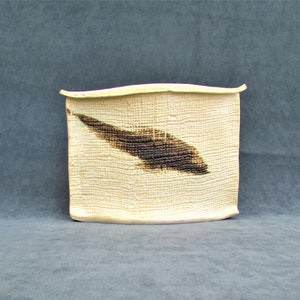 Asian-Style Flower Arranger, Fine Art Ceramics, Ivory and Umber Vase, Ceramic Vase, Table Art