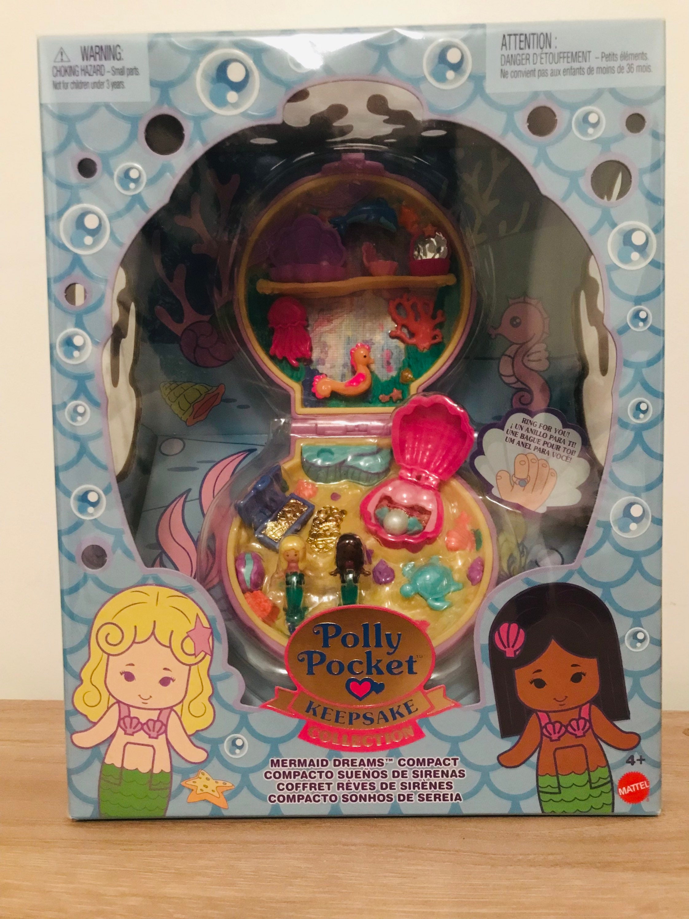 Extremely Rare Complete Vintage Polly Pocket, Polly Pocket Seashine Mermaid  Locket Polly Pocket Vintage During Mermaid Gold 