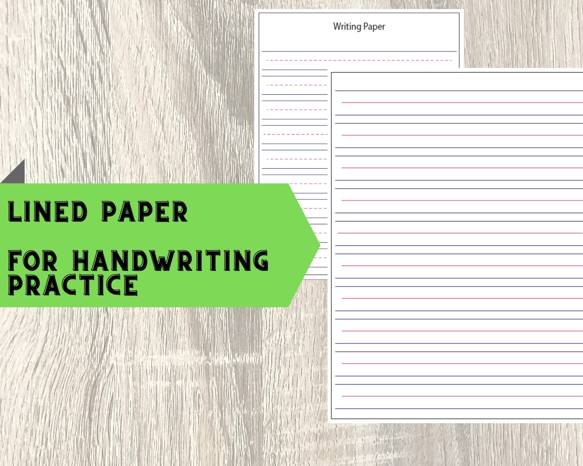 Paper school digital paper A4 and US size Printable handwriting paper penmanship practice paper